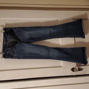 AE stretch hi rise slim flare freyed jeans size 6